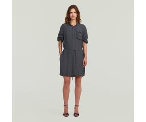 Blusenkleid G-STAR "DRS Fluid Dress", Damen, Gr. S (36), N-Gr, grau (petrol), Web, Obermaterial: 100% Viskose, unifarben, regular fit knieumspielend, Rundhals, verstellbar, Kleider Blusenkleid, mit ve