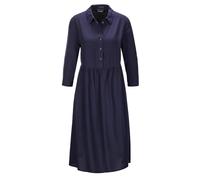 Blusenkleid GOLDNER "Kurzgröße Elegantes Sommerkleid mit Knopfleiste", Damen, Gr. 24, K-Gr, blau (marine), Obermaterial: 100% Viskose CV., Basic, normales Bündchen, Kleider Blusenkleid, Nahttaschen an