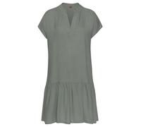 Blusenkleid S.OLIVER "mit Volant am Rock", Damen, Gr. 36, N-Gr, grün (khaki), Web, Obermaterial: 100% Viskose, unifarben, figurumspielend ca. Mitte Oberschenkel, V-Ausschnitt, Kleider Blusenkleid, luf