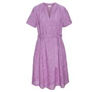 Blusenkleid LASCANA, Damen, Gr. 40, N-Gr, lila (violett), Web, Obermaterial: 100% Baumwolle. Futter: 100% Baumwolle, unifarben, figurumspielend bodenlang, tiefer V-Ausschnitt, 1-Knopf-Manschette, Klei