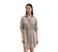 Blusenkleid MARC O'POLO, Damen, Gr. 42, N-Gr, multi, chalky braun, Web, Obermaterial: 86% Viskose, 14% Polyamid, regular fit, Rundhals, Manschette, Kleider Blusenkleid, Gestreiftes Crinkle-Blusenkleid