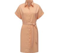 Blusenkleid RAGWEAR "Manilla", Damen, Gr. S (36), Normalgrößen, orange (pfirsich), Material: 80% Viskose, 20% Polyester, elegant, figurumspielend kniefrei, hoch geschlossener Ausschnitt, Kurzarm Kremp