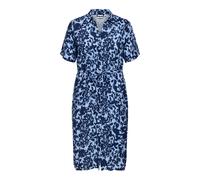 Blusenkleid ONLY CARMAKOMA "CARYASMIN S/S SHIRT DRESS WVN NOOS", Damen, Gr. 42, N-Gr, serenity print:tania flower dressblau, Web, Obermaterial: 100% Viskose, bedruckt, regular fit Midi, V-Ausschnitt,