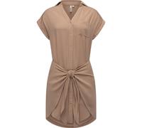 Blusenkleid RAGWEAR "Bahaya", Damen, Gr. S (36), Normalgrößen, braun (latte macchiato), 100% Viskose, modisch, figurumspielend ca. Mitte Oberschenkel, V-Ausschnitt, Kurzarm weit Umschlagbund, Kleider,