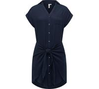 Blusenkleid RAGWEAR "Bahaya", Damen, Gr. XS (34), Normalgrößen, blau (navy), 100% Viskose, modisch, figurumspielend ca. Mitte Oberschenkel, V-Ausschnitt, Kurzarm weit Umschlagbund, Kleider, stylisches