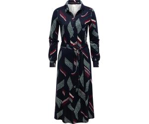 Blusenkleid RAGWEAR "Plantee Print", Damen, Gr. M (38), Normalgrößen, navy, Jersey, Material: 95% Viskose, 5% Elasthan, figurumspielend kniebedeckend, Rundhals, Ärmel ohne Ärmelschlitz, Kleider Blusen