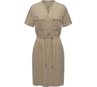 Blusenkleid RAGWEAR "Roisana", Damen, Gr. XXL (44), Normalgrößen, beige (sand), Material: 100% Viskose, Basic, gerade ca. Mitte Oberschenkel, V-Ausschnitt, Kurzarm Krempelärmel abgesteppte Kante, Klei