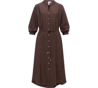 Blusenkleid RAGWEAR "Trea Dress", Damen, Gr. XS (34), Normalgrößen, braun (dunkelbraun), Material: 85% Viskose, 15% Polyamid, tailliert ca. Mitte Wade, Rundhals, Ärmel mit Ärmelschlitz normaler Saum,