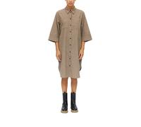 Blusenkleid S.OLIVER, Damen, Gr. 34, N-Gr, braun (taupe), Web, Obermaterial: 68% Baumwolle, 32% Viskose, unifarben, sehr bequem knielang, Rundhals, Kleider Blusenkleid, 3/4-Arm mit Knopfleiste / Cordk
