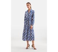 Sommerkleid SEIDENSTICKER, Damen, Gr. L (40), Normalgrößen, blau, 98% Baumwolle, 2% Elasthan, bedruckt, regular fit, Kleider Sommerkleid, 1/1 Kragen Druck (15020950-40) blau