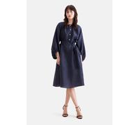 Blusenkleid SEIDENSTICKER, Damen, Gr. L (40), Normalgrößen, Langarm, blau (dunkelblau), 53% Leinen, 34% Lyocell, 13% Polyester, unifarben, regular fit, Rundhals, Kleider Blusenkleid, 1/1 Rundhals Uni
