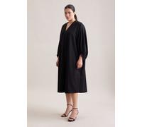 Sommerkleid SEIDENSTICKER "Schwarze Rose", Damen, Gr. 5XL (50), Normalgrößen, schwarz, 100% Polyester, unifarben, regular fit, V-Ausschnitt, Kleider Sommerkleid, 1/1 V-Neck Uni (25027805-50) schwarz