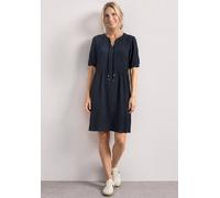 Blusenkleid STREET ONE, Damen, Gr. 36, EURO-Größen, blau (schwarzest blau), Stoff, 60% Viskose, 39% Polyester, 1% Elasthan, unifarben, normal knielang, Rundhals, elastischer Bund, Kleider Blusenkleid,
