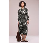 Street One Frauen Midi-Kleid mit Knöpfen und Punktmuster in Braun, Gr: 36