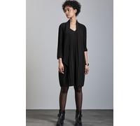 Blusenkleid STREET ONE, Damen, Gr. 36, EURO-Größen, schwarz, Stoff, Obermaterial: 100% Polyester; Unterkleid: 100% Viskose, unifarben, normal knielang, V-Ausschnitt, Bündchen, Kleider Blusenkleid, sof