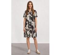 Blusenkleid STREET ONE, Damen, Gr. 44, EURO-Größen, bunt (espresso braun), Stoff, 88% Viskose, 12% Polyamid, normal knieumspielend, V-Ausschnitt, abgesteppt, Kleider Blusenkleid, im Hemdblusen-Style (