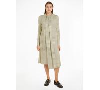 Blusenkleid TOMMY HILFIGER "FOULARD DRAPED MIDI DRESS", Damen, Gr. 36, N-Gr, gelb (heritage foulard, lemon zest), Web, Obermaterial: 100% Viskose, bedruckt, regular fit Midi, Kleider Blusenkleid, mit 