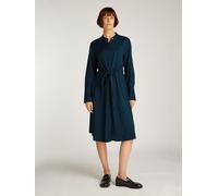 Blusenkleid TOMMY HILFIGER "SOFT VIS COLARLESS SHIRT DRESS", Damen, Gr. 36, N-Gr, blau (schwarz night navy), Web, Obermaterial: 100% Viskose, unifarben, regular fit wadenlang, Ärmel mit Ärmelschlitz 1
