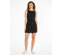 Blusenkleid TOMMY JEANS "TJW BLACK FLORAL RACER DRESS", Damen, Gr. XL (42), N-Gr, schwarz (schwarz mountain floral), Web, Obermaterial: 100% Viskose, bedruckt, figurbetont, Rundhals, Kleider Blusenkle