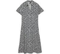 Blusenkleid VERO MODA "VMJOSIE S/S CALF SHIRT DRESS WVN GA", Damen, Gr. XL, N-Gr, birch aop:navy blazer bonnie, Web, Obermaterial: 83% Viskose, 17% Nylon, bedruckt, regular fit knieumspielend, V-Aussc