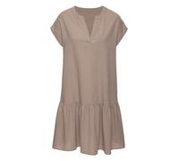 Blusenkleid VIVANCE, Damen, Gr. 44, N-Gr, taupe, Web, Obermaterial: 100% Baumwolle, Strukturmuster, unifarben, figurumspielend ca. Mitte Oberschenkel, V-Ausschnitt, Kleider Blusenkleid, aus strukturie