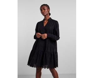 Blusenkleid Y.A.S "YASHOLI LS DRESS S. NOOS", Damen, Gr. M, N-Gr, schwarz, Web, Obermaterial: 100% Baumwolle, unifarben, tiefer V-Ausschnitt, weit Manschette, Kleider Blusenkleid, Sommerkleid (5779276