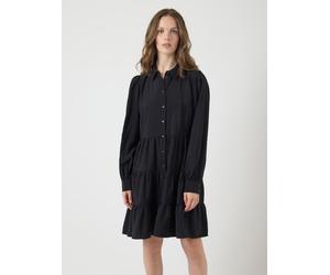 Blusenkleid Y.A.S "YASPALA LS DRESS S. NOOS", Damen, Gr. XS, N-Gr, schwarz, Web, Obermaterial: 87% Viskose, 13% Nylon, unifarben, relaxed fit ca. Mitte Oberschenkel, Kleider Blusenkleid, Sommerkleid (