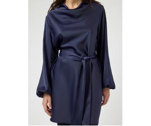 Blusenkleid Y.A.S "YASTHEA LS DRESS S. NOOS", Damen, Gr. 38, N-Gr, evening blau, Web, Obermaterial: 97% Polyester, 3% Elasthan, unifarben, regular fit kurz, elastischer Bund, Kleider Blusenkleid (1221