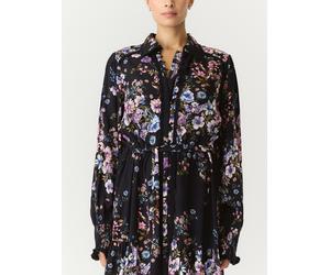 Blusenkleid Y.A.S "YASTILERA LS SHIRT DRESS S. NOOS", Damen, Gr. 34, N-Gr, Langarm, Web, schwarz aop:tilly, Web, Obermaterial: 100% Viskose, bedruckt, regular fit kurz, Kleider Blusenkleid, Viskose, r