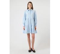 Blusenkleid Y.A.S "YASZIMIA LS SHIRT DRESS S. NOOS", Damen, Gr. 42, N-Gr, skyway, Web, Obermaterial: 100% Baumwolle, unifarben, loose fit kniefrei, Kleider Blusenkleid, Sommerkleid, loose fit, Baumwol