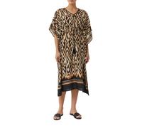 Blusenponcho COMMA, Damen, Gr. M (38), grau (grau, schwarz), Web, Obermaterial: 84% Viskose, 16% Polyamid, bedruckt, regular fit kniebedeckend, V-Ausschnitt, Blusen, mit All-Over Print (48367736-M) gr