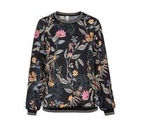Langarmbluse BONPRIX, Damen, Gr. 42, schwarz (schwarz floral), Obermaterial: 100% Polyester. Einsatz: 97% Polyester, 3% metallisierte Fasern, loose fit, Blusen (93586948-42) schwarz floral