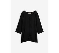 Shirtbluse BONPRIX "Blusenshirt aus reiner Viskose", Damen, Gr. 42, schwarz, Obermaterial: 100% Viskose, oversize, Blusen Shirtbluse, Oversize-Passform, mit Zipfelsaum, mit Ausschnittdetail, 3/4-Ärmel