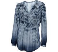 Blusenshirt "Shirtbluse", Damen, Gr. 44, blau, 100% Viskose, RICK CARDONA BY HEINE, gemustert, gepunktet, V-Ausschnitt, Shirts Blusenshirt (93601412-44) blau