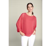 Blusenshirt "Blusenshirt", Damen, Gr. 44/46, lila (himbeere), 100% Polyester, Unterteil:5% Elasthan, 95% Viskose, RICK CARDONA BY HEINE, unifarben, Rundhals, Shirts Blusenshirt (95177042-44) himbeere