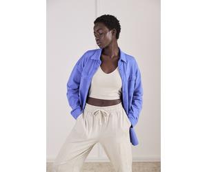 Blusenshirt BUFFALO, Damen, Gr. 32/34, blau, Obermaterial: 100% Baumwolle, unifarben, used, loose fit hüftbedeckend, hoch geschlossener Ausschnitt, Manschette, Shirts Blusenshirt, Loungeshirt im Used-
