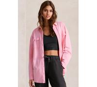 Blusenshirt BUFFALO, Damen, Gr. 32/34, pink, Obermaterial: 100% Baumwolle, unifarben, used, loose fit hüftbedeckend, hoch geschlossener Ausschnitt, Manschette, Shirts Blusenshirt, Loungeshirt im Used-