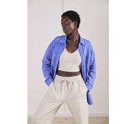 Blusenshirt BUFFALO Gr. 36/38, blau, Damen, Obermaterial: 100% Baumwolle, used, unifarben, Shirts, Loungeshirt im Used-Look, Loungewear (99818863-36) blau