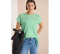 Blusenshirt CECIL, Damen, Gr. L (42), juicy lime, Web, 50% Baumwolle, 50% Modal, unifarben, normal normal, U-Boot-Ausschnitt, abgesteppt, Shirts Blusenshirt, im soften Baumwoll-Mix (10369425-L) juicy