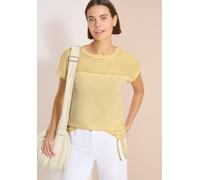 Blusenshirt CECIL, Damen, Gr. M (40), buttermilk gelb, Web, 50% Baumwolle, 50% Modal, unifarben, normal normal, U-Boot-Ausschnitt, abgesteppt, Shirts Blusenshirt, im soften Baumwoll-Mix (66493424-M) b