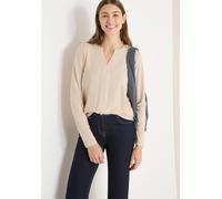 Blusenshirt CECIL, Damen, Gr. XL (44), pearl beige, Jersey, Obermaterial: 48% Baumwolle, 48% Modal, 4% Elasthan, unifarben, regular fit hüftlang, V-Ausschnitt, Shirts Blusenshirt, feines Frontdetail,