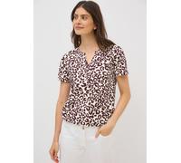 Blusenshirt CECIL, Damen, Gr. XL (44), rot (mulberry rot), Web, 100% Baumwolle, bedruckt, normal normal, Rundhals, abgesteppt, Shirts Blusenshirt, mit allover Print (17381648-XL) mulberry rot