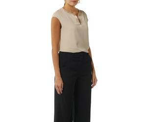 Blusenshirt COMMA, Damen, Gr. 40, beige, Web, Obermaterial: 93% Viskose, 7% Elasthan. Futter: 93% Viskose, 7% Elasthan, unifarben, regular fit hüftbedeckend, V-Ausschnitt, Shirts Blusenshirt, mit gesc