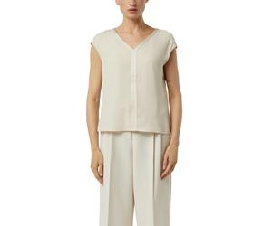 Blusenshirt COMMA, Damen, Gr. 40, vanilla, Web, Obermaterial: 93% Viskose, 7% Elasthan, unifarben, normal hüftbedeckend, V-Ausschnitt, Shirts Blusenshirt, Sommer-Top mit V-Ausschnitt, ärmellos (730943
