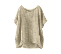 blusenshirt Damen 3/4 arm Comma Leinenhemd Basic Baumwolle Bluse Leine Musselin Blusenshirt Locker Longbluse Oversized Shirt Sport t-Shirt Damen Fitness Baumwolle