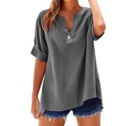 blusenshirt Damen 3/4 arm Comma Leinenhemd Basic Elegant Blusen Leine Musselin Freizeithemd Mode Sommershirt Große Größen Tshirt Sport t-Shirts für Damen mit 3/4 arm