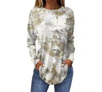 Blusenshirt Damen Glitzer Oberteile Sexy Blumen Bedruckt Rundhals Oversized Sweatshirt Long Sleeve Basic Laufshirt Sport Shirt S