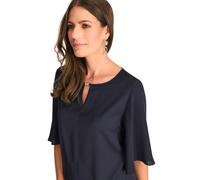 Blusenshirt, Damen, Gr. 36, blau (marine), Web, Obermaterial: 100% Polyester, HERMANN LANGE COLLECTION, unifarben, bequem taillenbedeckt, Rundhals, Shirts Blusenshirt, mit Glitzerdetail und Cut-Out am