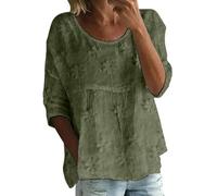 Blusenshirt Damen T-Shirt Mit Print Halbarm Rundhalsausschnitt 3/4-Ärmel Lockeres In Großer Größe Bluse Boho Sommer Shirt Oberteile 3/4 Arm Baumwoll Sommershirts Leicht Und Luftig Mode Für