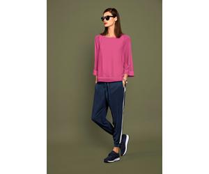 Blusenshirt HEINE "Blusenshirt", Damen, Gr. 40/42, pink, 100% Polyester, Unterteil:5% Elasthan, 95% Viskose, unifarben, Rundhals, Shirts Blusenshirt (92116916-40) pink